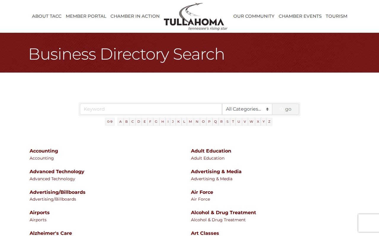 Tullahoma neighbors Chamber public directory search