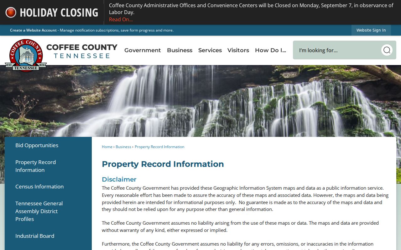 Tullahoma previous residents parcel research at the Coffee County property records entry